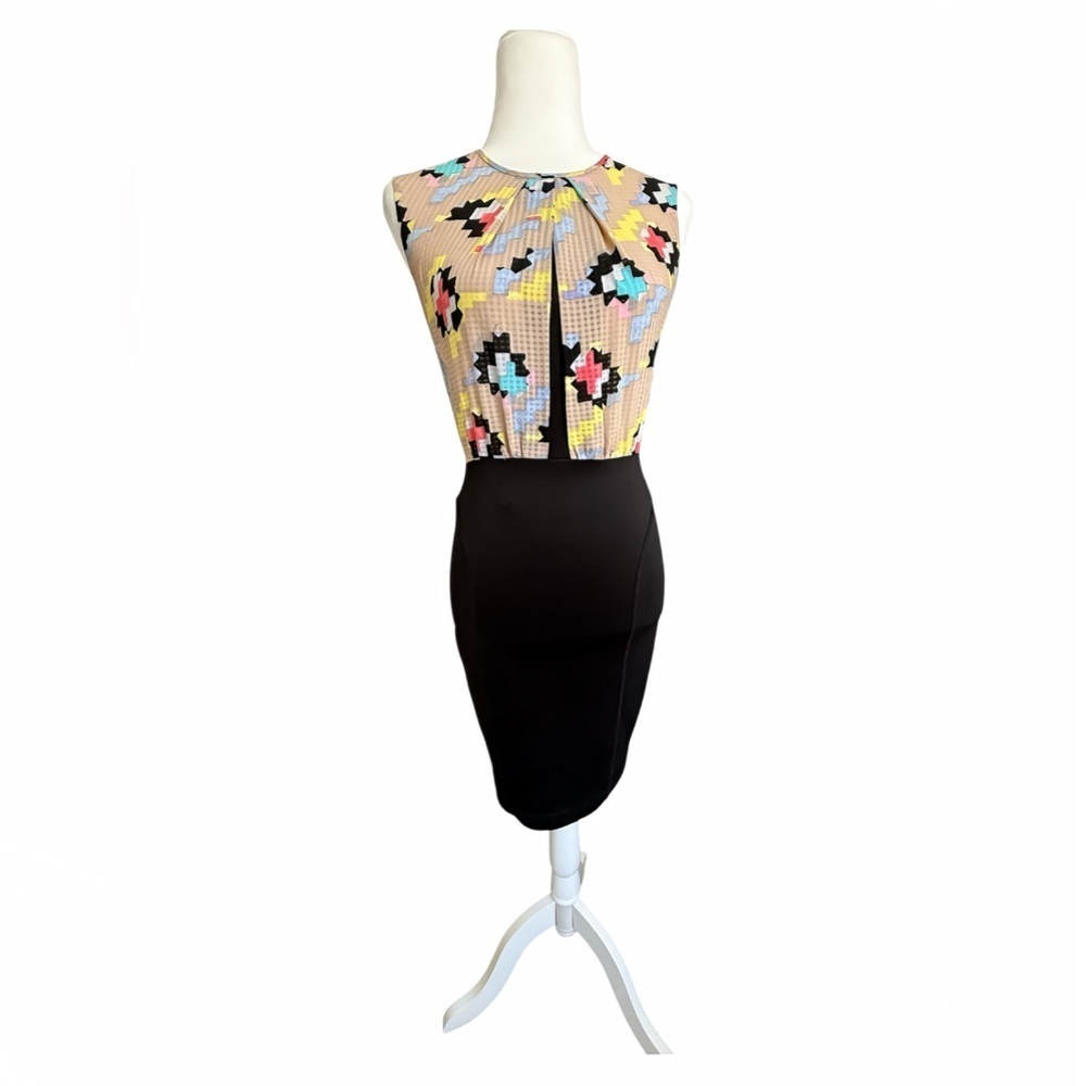 Rachel Roy Abstract Print Bodycon Sheath Dress Size 0 – Colorblock Pencil Style